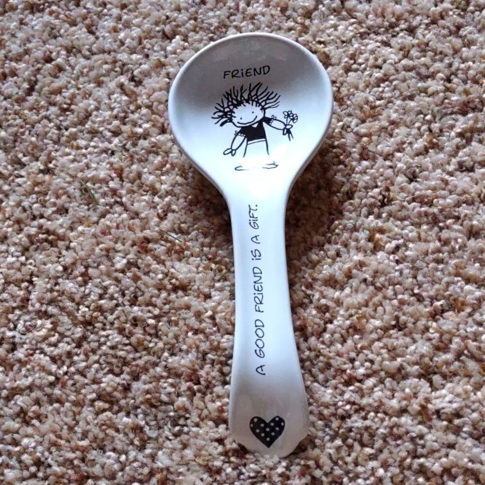 New Spoon rest Patel Giftware Friend Heart or wall hanging 8 in long 3 in wide